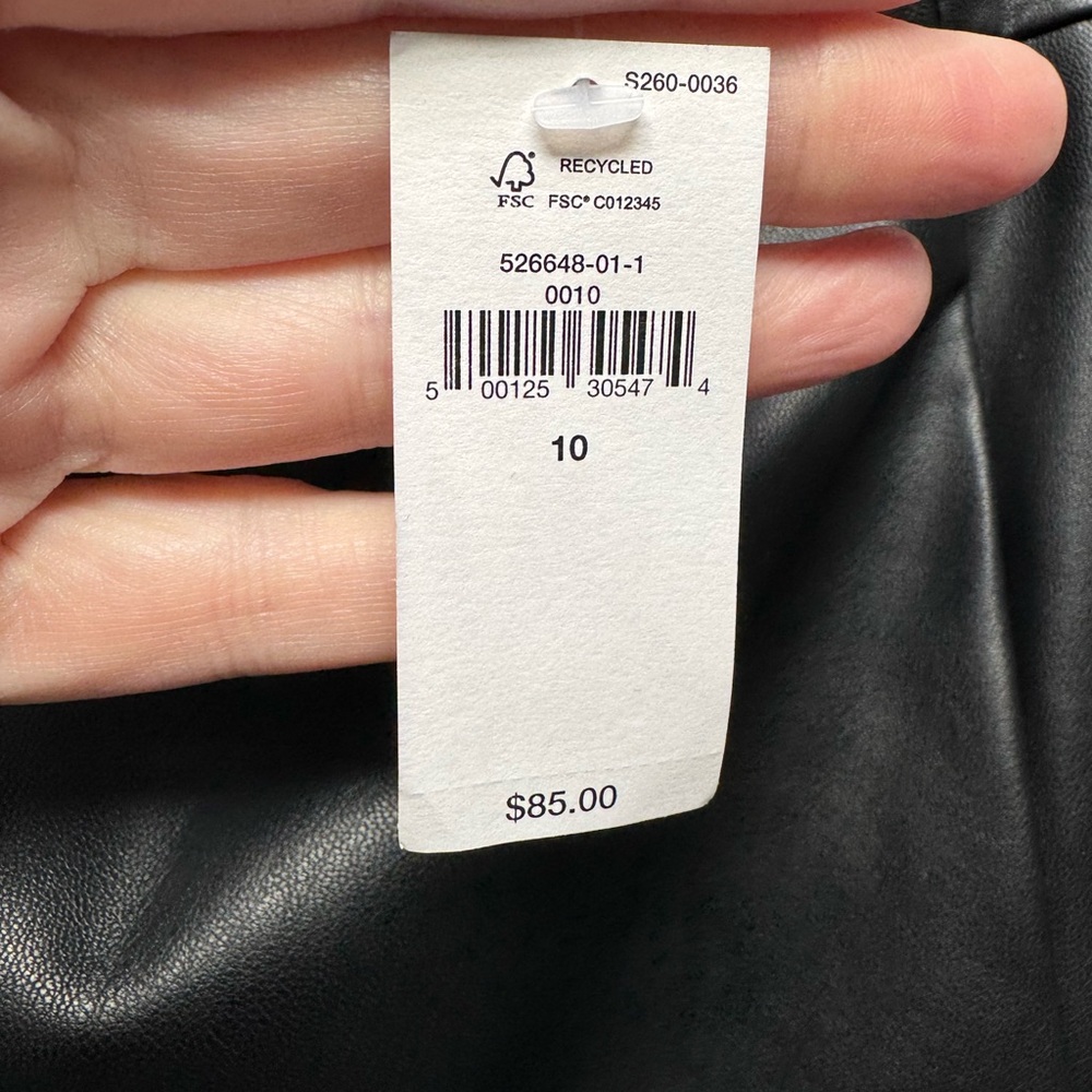 NWOT Banana Republic Black Faux Leather A-Line Skirt - Picture 3 of 7